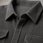 Corduroy Overshirt Relaxed Fit Long Sleeve Gray – Fabric and Detail Close-Up