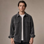 Corduroy Overshirt Relaxed Fit Long Sleeve in Gray – Tarlano Premium Menswear