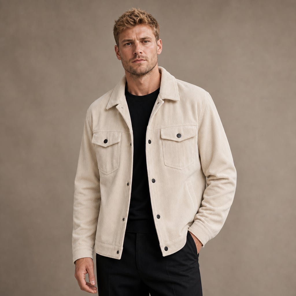 Corduroy Blazer Lapel Loose Fit in Beige – Tarlano Premium Menswear