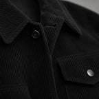 Corduroy Blazer Lapel Loose Fit Black – Fabric and Detail Close-Up