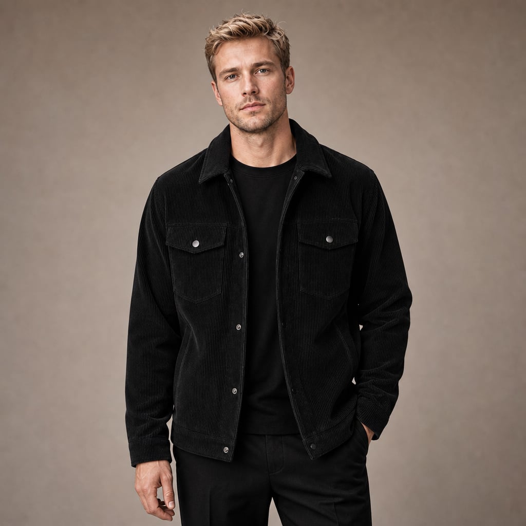Corduroy Blazer Lapel Loose Fit in Black – Tarlano Premium Menswear