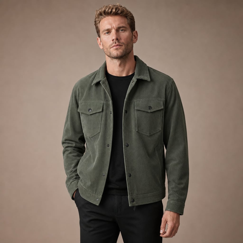 Corduroy Blazer Lapel Loose Fit in Green – Tarlano Premium Menswear