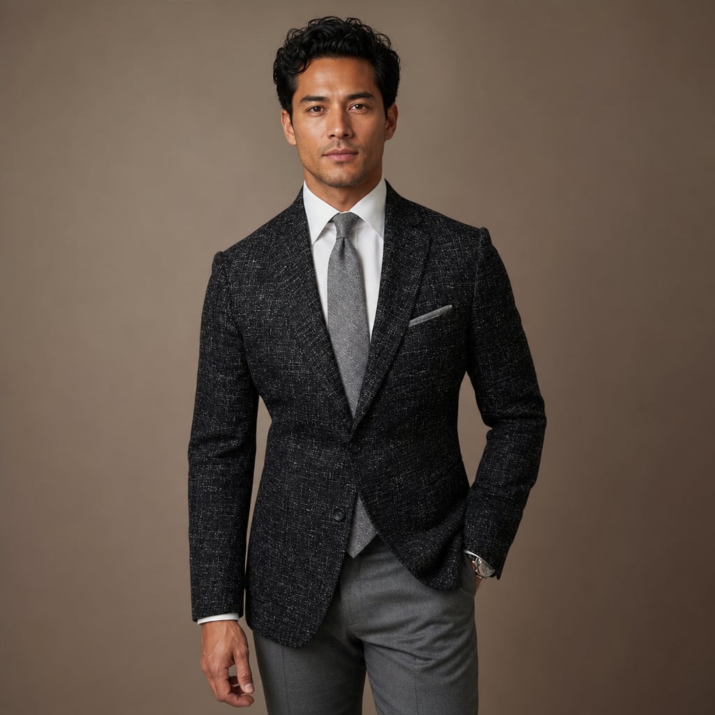 Blazer Check Pattern Tailored Fit Black – Product Photo
