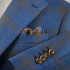 Blazer Check Pattern Tailored Fit Blue – Fabric and Detail Close-Up