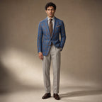 Blazer Check Pattern Tailored Fit Blue – Full Look