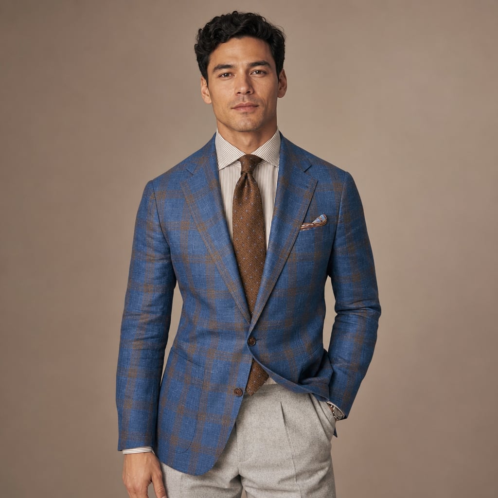 Blazer Check Pattern Tailored Fit Blue – Product Photo