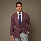 Blazer Check Pattern Tailored Fit in Burgundy – Tarlano Premium Menswear