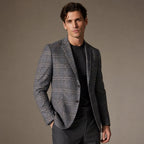 Blazer Check Pattern Slim Fit Lightweight Dark Grey – Side Angle View