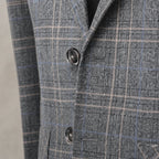 Blazer Check Pattern Slim Fit Lightweight Dark Grey – Fabric and Detail Close-Up