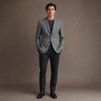 Blazer Check Pattern Slim Fit Lightweight Dark Grey – Full Look