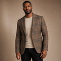 Blazer Houndstooth Check Tweed Fitted Brown – Product Photo