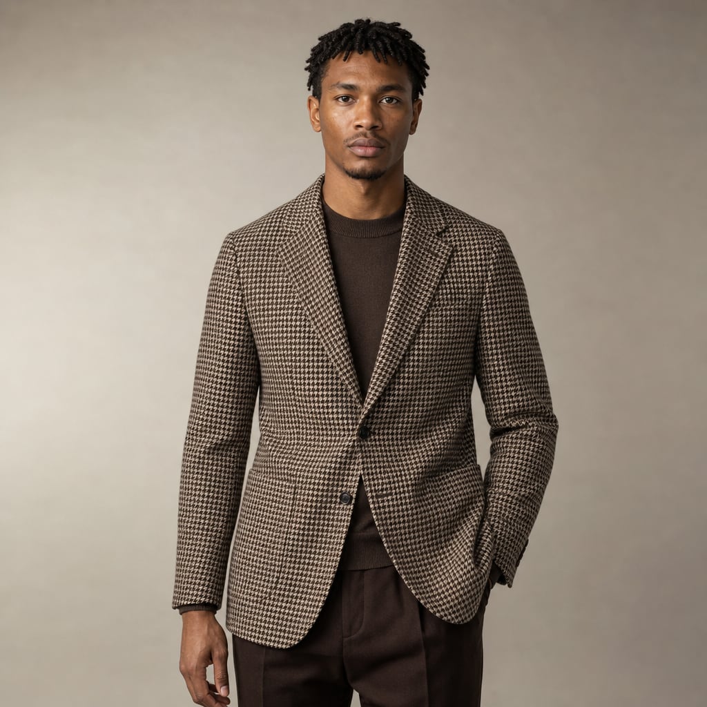 Blazer Houndstooth Check Tailored Fit Brown Brown – Product Photo