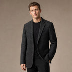 Blazer Tweed Two-Button Structured Black – Side Angle View