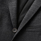 Blazer Tweed Two-Button Structured Black – Fabric and Detail Close-Up