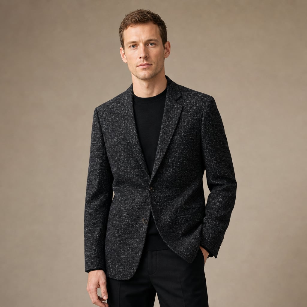 Blazer Tweed Two-Button Structured in Black – Tarlano Premium Menswear