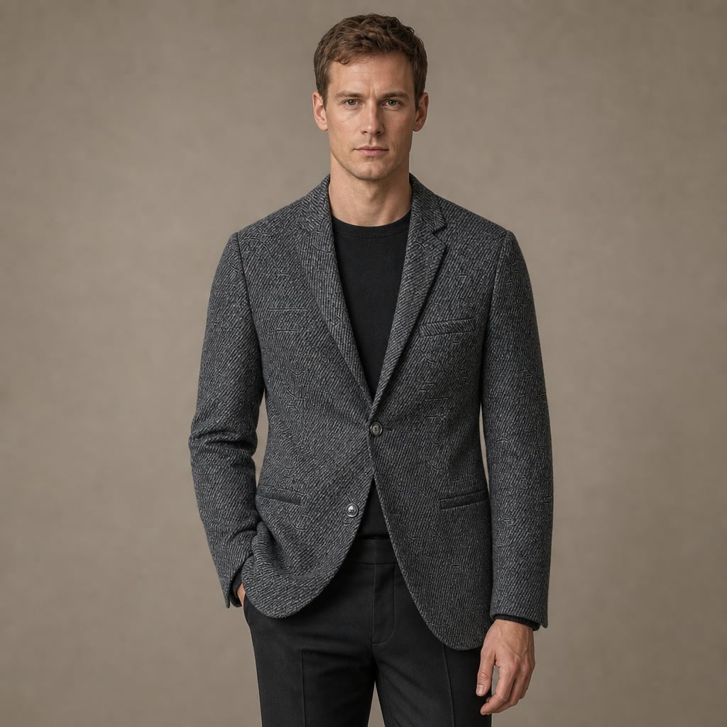 Blazer Tweed Two-Button Structured in Grey – Tarlano Premium Menswear