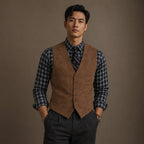 Waistcoat Faux Suede Slim Fit Brown – Product Photo