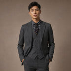Waistcoat Faux Suede Slim Fit Dark Gray – Product Photo