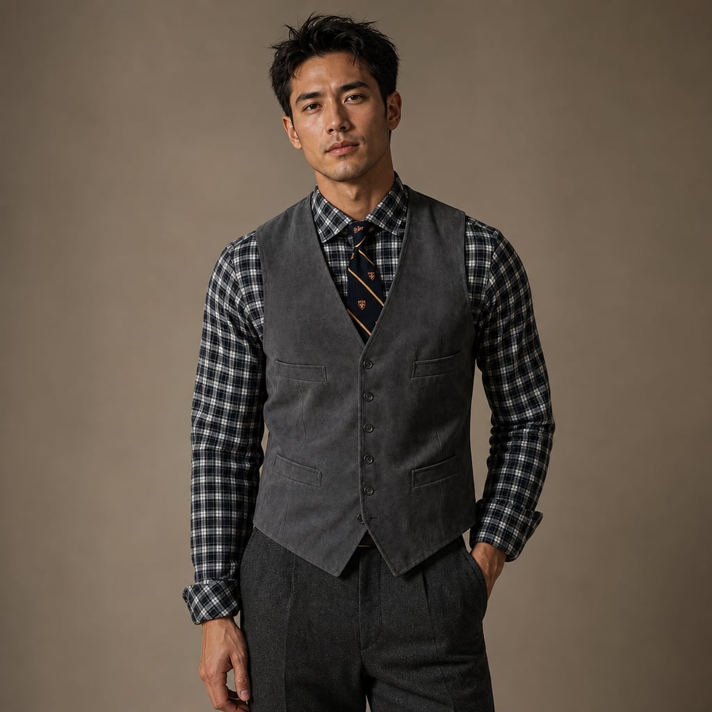 Waistcoat Faux Suede Slim Fit in Dark Gray – Tarlano Premium Menswear