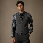 Waistcoat Faux Suede Slim Fit in Dark Gray – Tarlano Premium Menswear