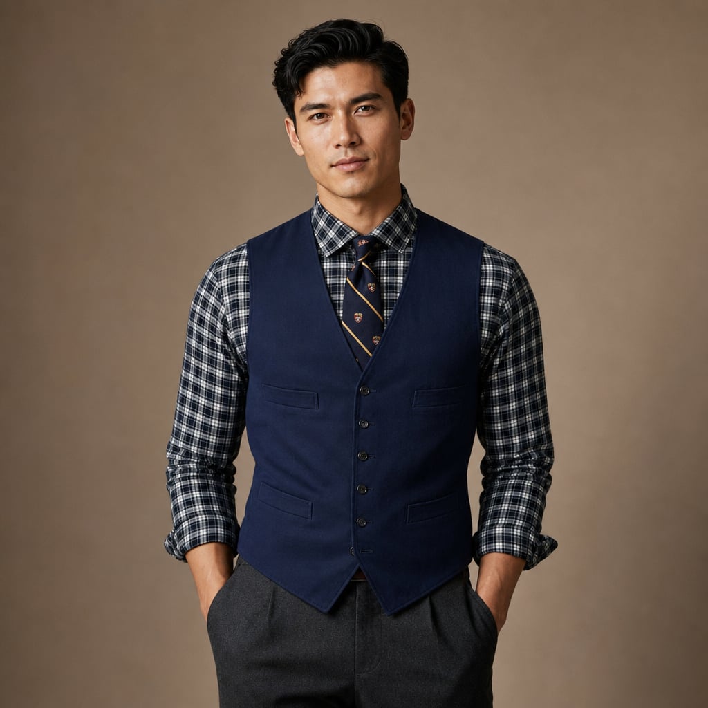 Waistcoat Faux Suede Slim Fit Navy – Product Photo