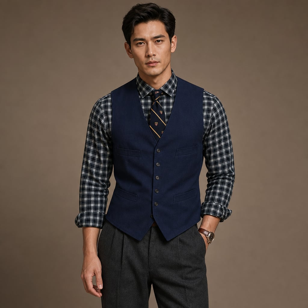 Waistcoat Faux Suede Slim Fit in Navy – Tarlano Premium Menswear