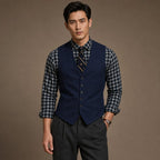 Waistcoat Faux Suede Slim Fit in Navy – Tarlano Premium Menswear