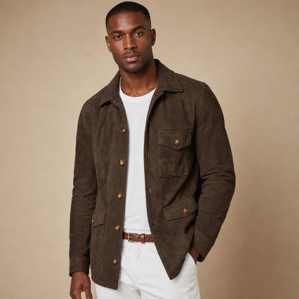Sports Jacket Suede Utility Multi-Pocket in Dark Brown – Tarlano Premium Menswear
