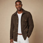 Sports Jacket Suede Utility Multi-Pocket in Dark Brown – Tarlano Premium Menswear