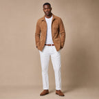 Sports Jacket Suede Utility Multi-Pocket Light Brown – Full Look