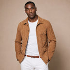 Sports Jacket Suede Utility Multi-Pocket Light Brown – Product Photo