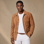 Sports Jacket Suede Utility Multi-Pocket in Light Brown – Tarlano Premium Menswear