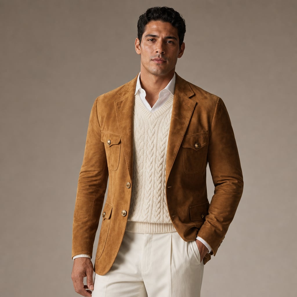 Blazer Suede Relaxed Fit Brown Brown – Side Angle View