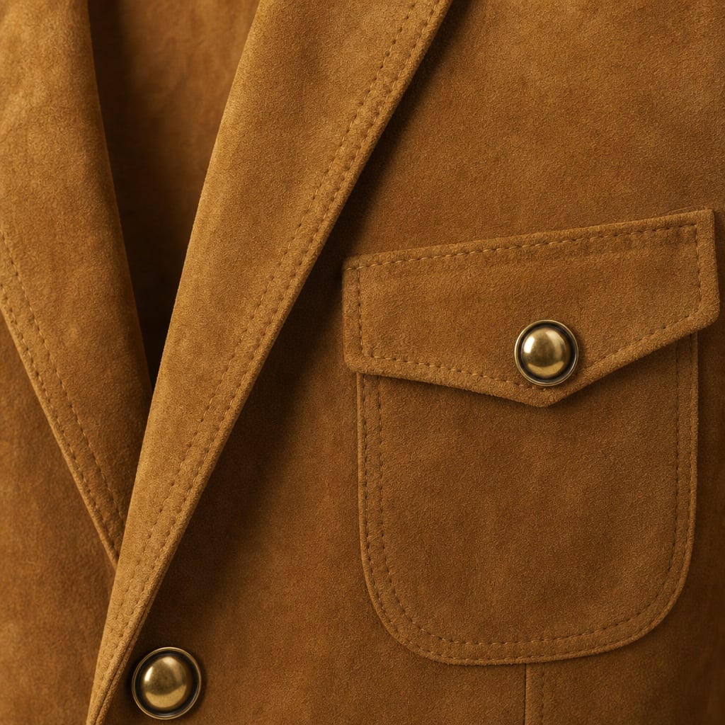 Blazer Suede Relaxed Fit Brown Brown – Fabric and Detail Close-Up