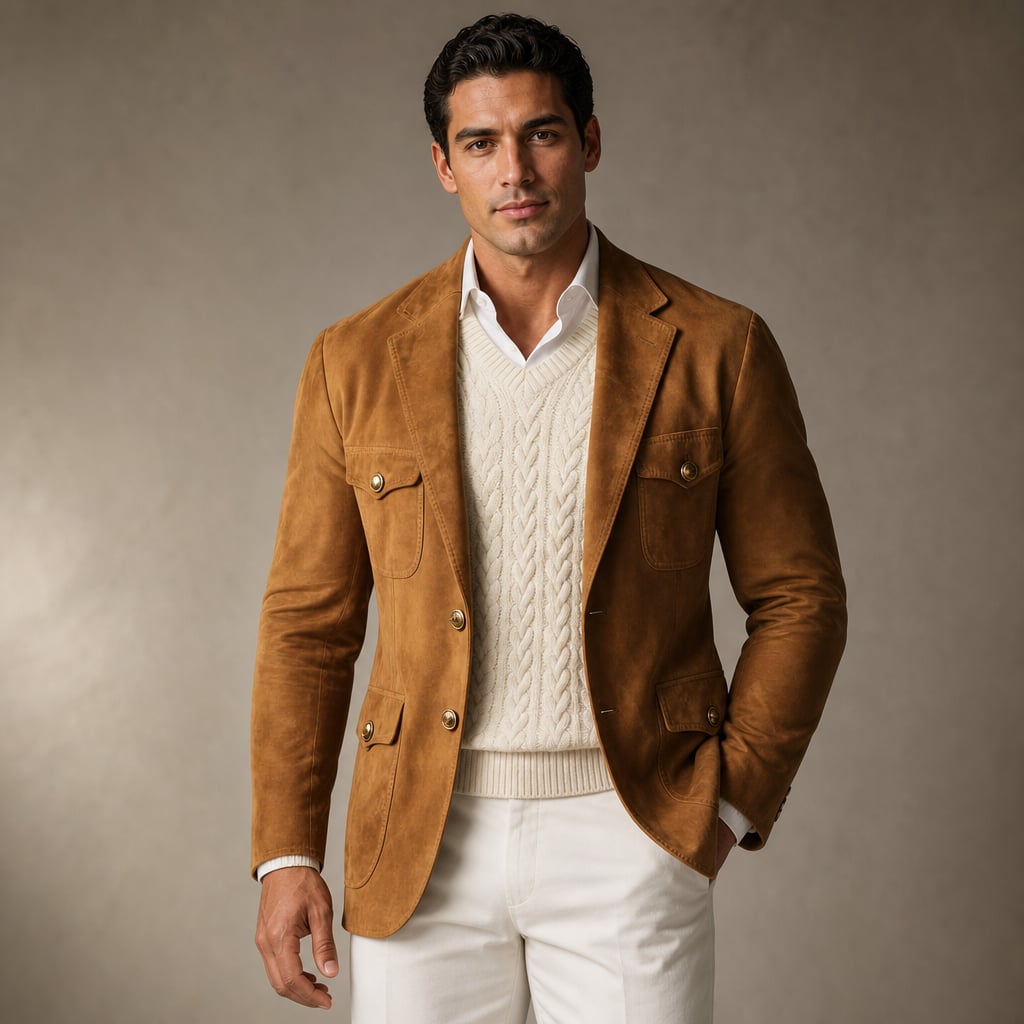 Blazer Suede Relaxed Fit Brown in Brown – Tarlano Premium Menswear
