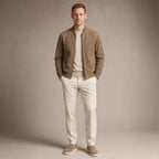 Sports Jacket Suede Zip Front Brown – Full Look