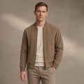 Sports Jacket Suede Zip Front Brown – Product Photo