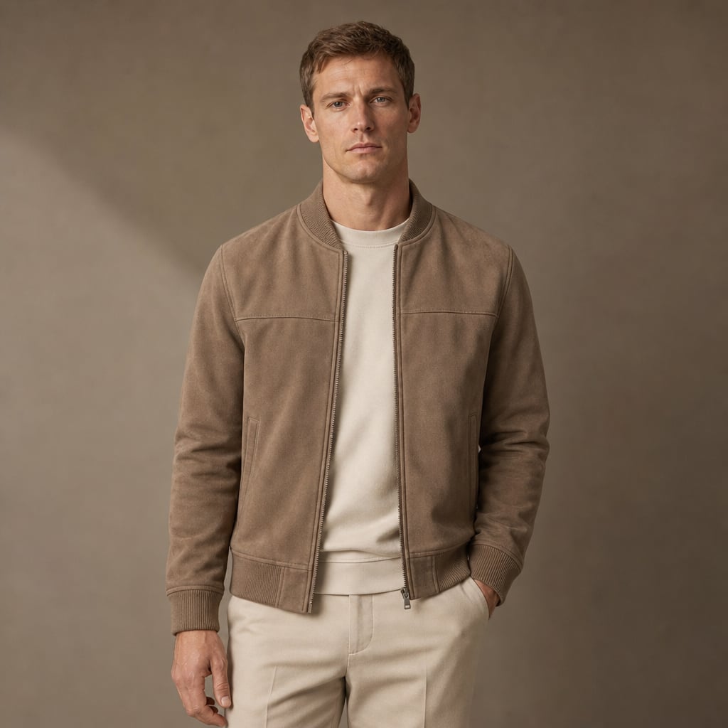 Sports Jacket Suede Zip Front in Brown – Tarlano Premium Menswear
