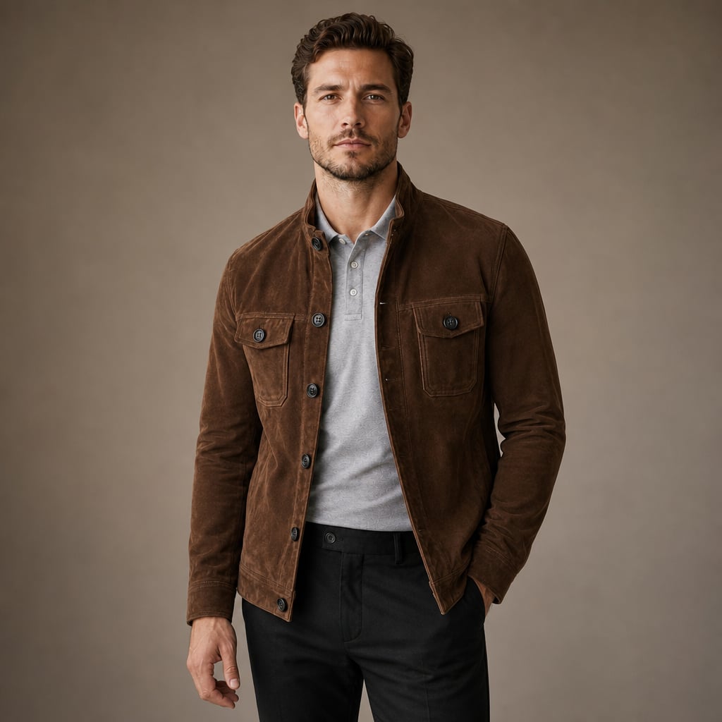 Sports Jacket Suede Finish Workwear Chore Coat in Brown – Tarlano Premium Menswear