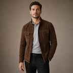 Sports Jacket Suede Finish Workwear Chore Coat in Brown – Tarlano Premium Menswear