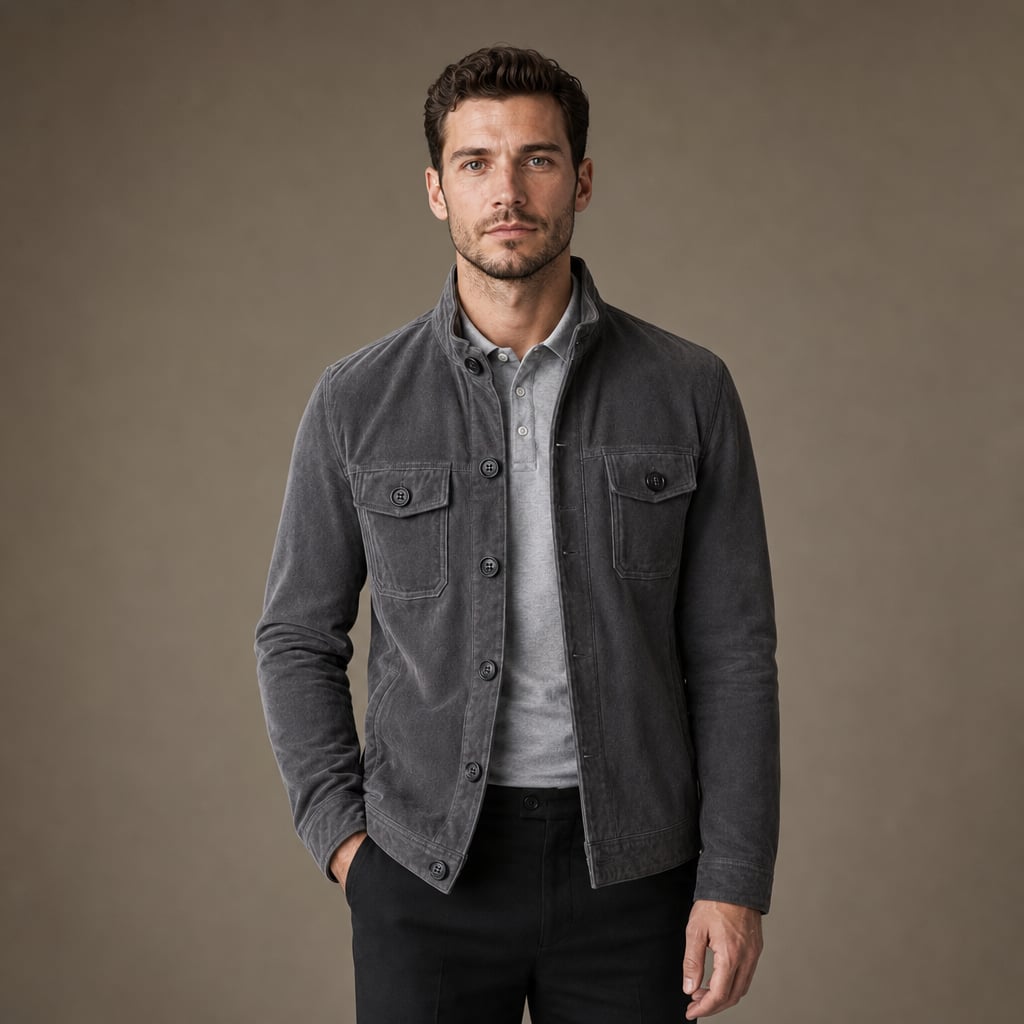 Sports Jacket Suede Finish Workwear Chore Coat in Gray – Tarlano Premium Menswear