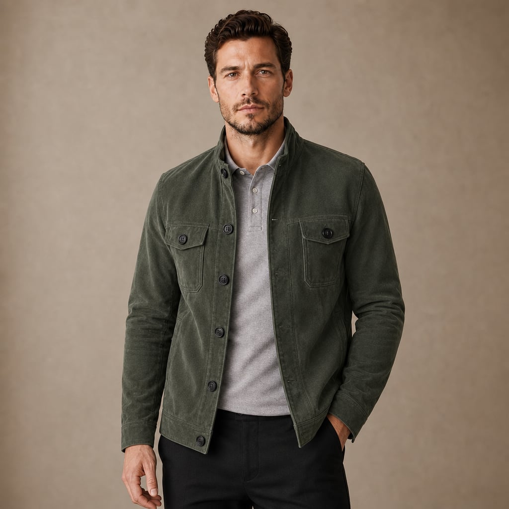 Sports Jacket Suede Finish Workwear Chore Coat in Green – Tarlano Premium Menswear