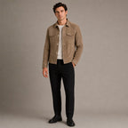 Sports Jacket Suede-Look Slim Fit Turn-Down Collar Brown – Full Look
