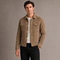Sports Jacket Suede-Look Slim Fit Turn-Down Collar Brown – Product Photo