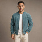 Suede Bomber Jacket Relaxed Fit Blue – Product Photo