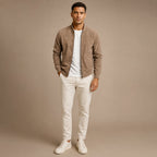 Suede Bomber Jacket Relaxed Fit Brown – Full Look