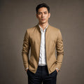 Sports Jacket Mandarin Collar Zip Front Khaki – Product Photo