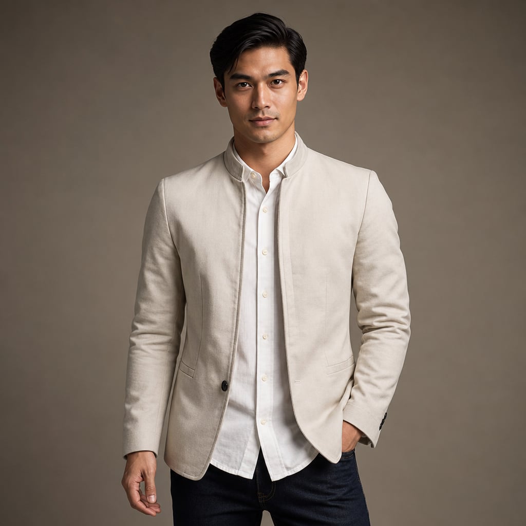Sports Jacket Mandarin Collar Zip Front in White – Tarlano Premium Menswear