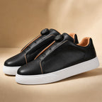 Leather Sneakers Dial Closure Platform Sole Black – Product Photo