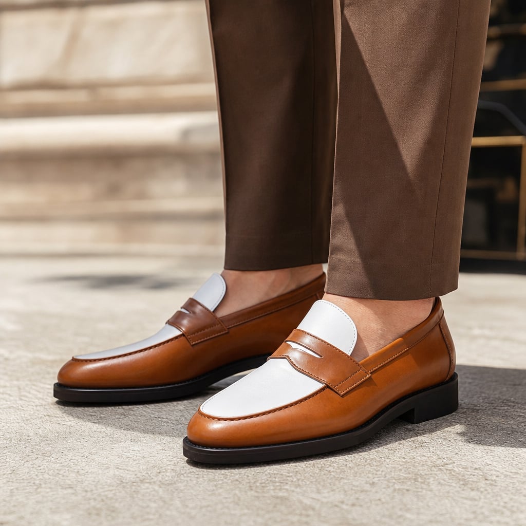 Penny Loafers Vegan Leather Slip On Brown – Full Look